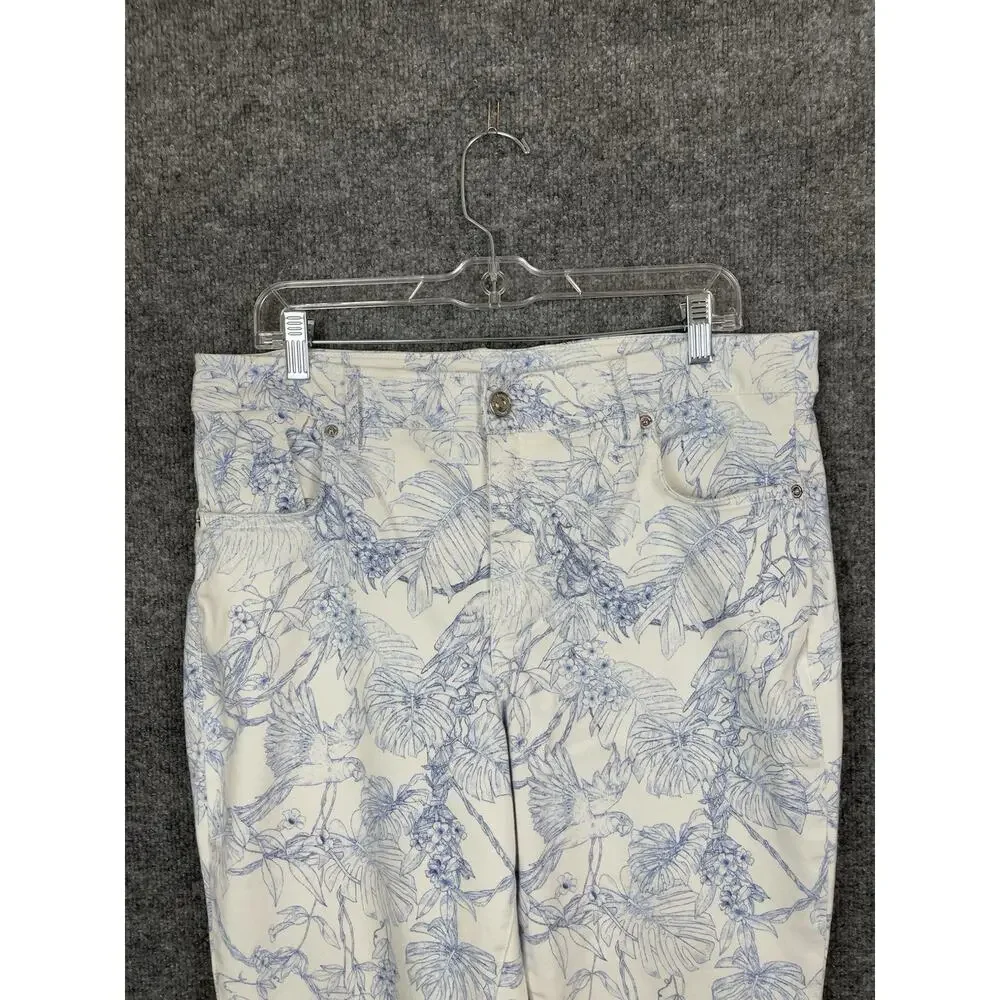 Tommy Bahama Pants 14X28 Boracay Beach White High Rise Ankle Tropical Print‎